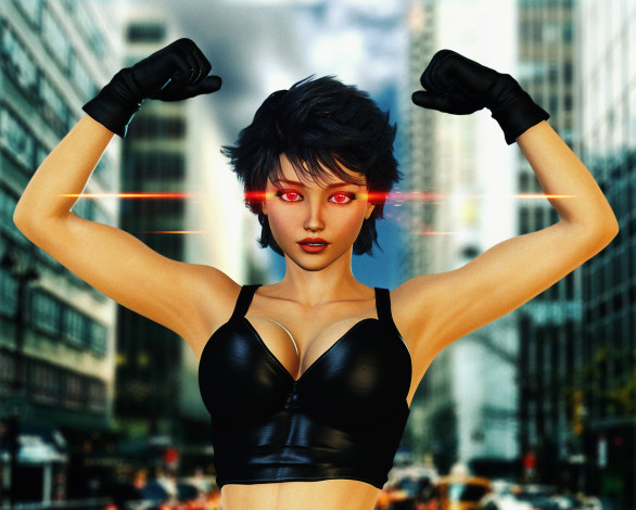 Обои картинки фото 3д графика, фантазия , fantasy, девушка, взгляд, фон