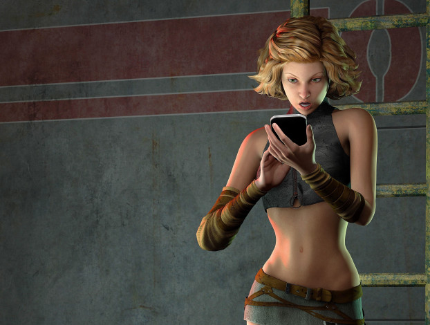 Обои картинки фото 3д графика, люди , people, девушка, взгляд, фон