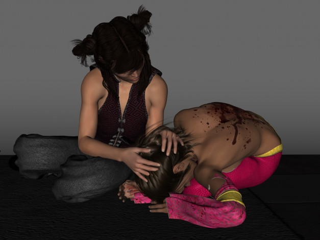 Обои картинки фото 3д графика, фантазия , fantasy, фон, девушки, взгляд