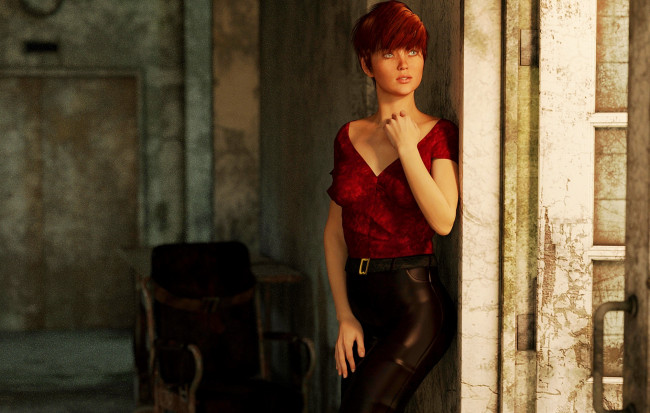 Обои картинки фото 3д графика, люди , people, фон, взгляд, девушка