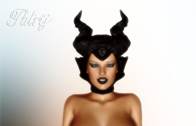 Обои картинки фото 3д графика, существа , creatures, девушка, взгляд, фон, демон