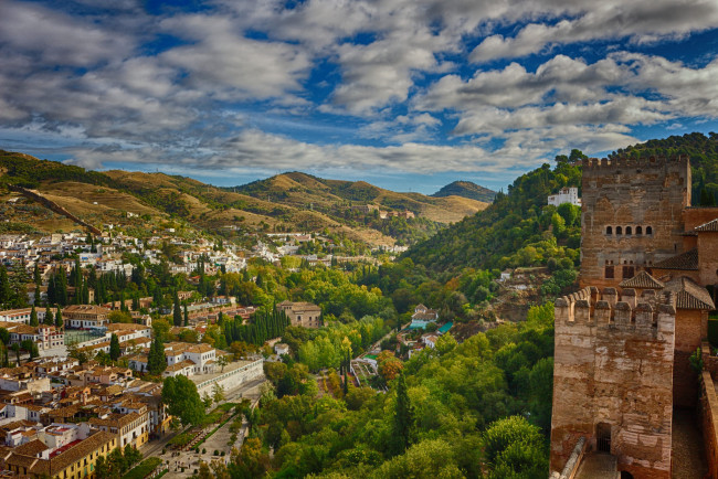 Обои картинки фото города, - панорамы, поселок, лес, горы