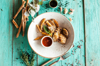 Картинка еда вторые+блюда картофель мясо соус второе блюдо