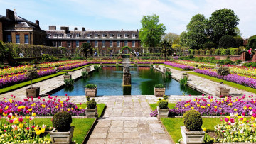 Картинка города -+панорамы клумбы фонтан