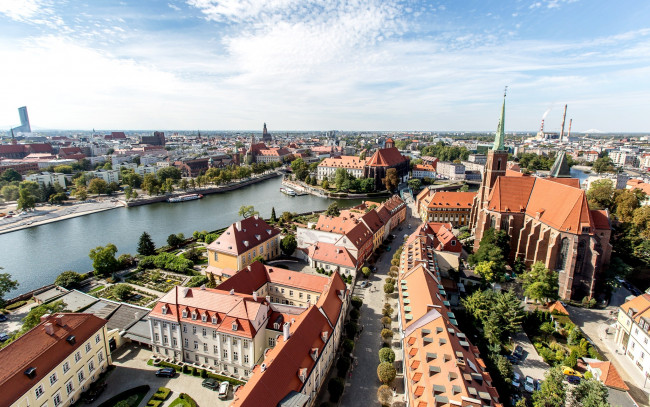 Обои картинки фото города, вроцлав , польша, панорама