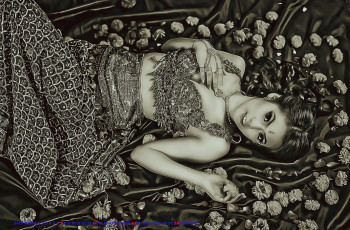 Картинка календари компьютерный+дизайн азиатка цветы украшение calendar женщина 2019 лежать девушка