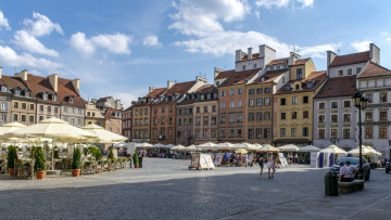 Картинка города варшава+ польша площадь кафе