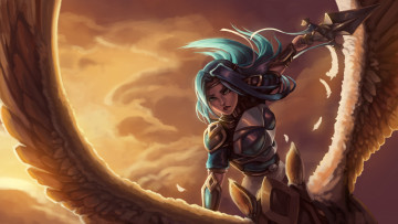 Картинка видео+игры league+of+legends небо полет девушка оружие крылья фиора
