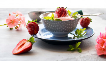 Картинка еда мороженое +десерты мята клубника