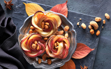 Картинка еда пироги пирог яблочный орехи