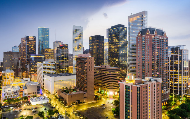 Обои картинки фото houston, texas,  usa, города, - панорамы, hdr, америка, вечер, американские, сша, техас, современные, здания, 4k, хьюстон, городской, вид