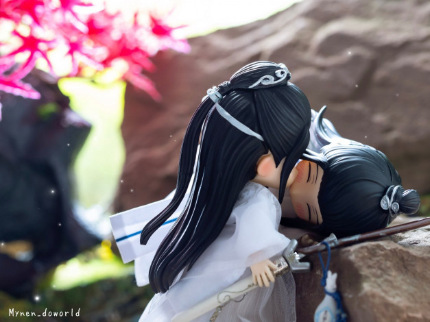 Обои картинки фото разное, куклы, вэй, усянь, лань, ванцзы, поцелуй