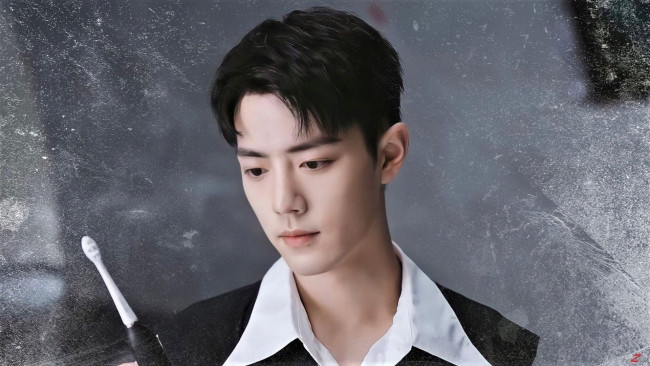 Обои картинки фото мужчины, xiao zhan, актер, лицо, зубная, щетка