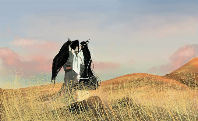 Обои картинки фото аниме, mo dao zu shi, не, минцзюэ, лань, сичень, луг