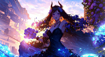 Картинка аниме ангелы +демоны нейросети графика нейроарт ai art нейронные сети рисунки нейро искусство девушка