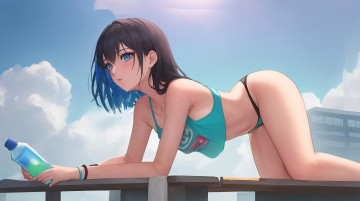 Картинка аниме пейзажи +природа красивая девушка