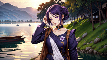 Картинка аниме пейзажи +природа нейросети графика нейроарт ai art нейронные сети рисунки нейро искусство девушка