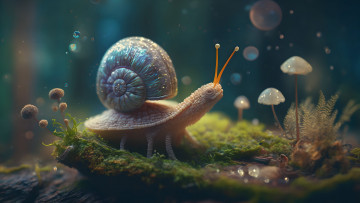 Картинка фэнтези существа нейросети графика нейроарт ai art нейронные сети рисунки нейро искусство улитка