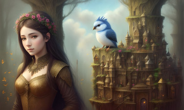 Картинка фэнтези девушки нейросети графика нейроарт ai art нейронные сети рисунки нейро искусство