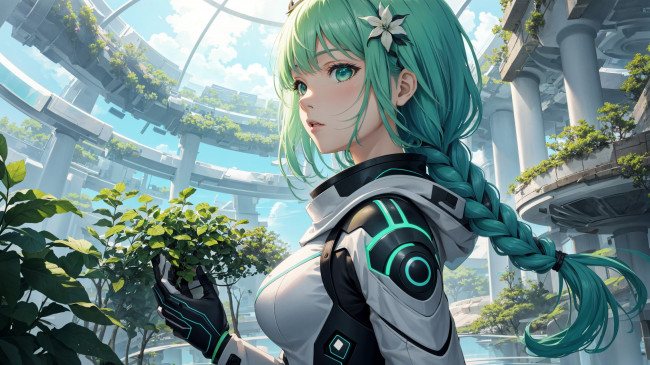 Обои картинки фото аниме, оружие,  техника,  технологии, нейросети, графика, нейроарт, ai, art, нейронные, сети, рисунки, нейро, искусство, девушка