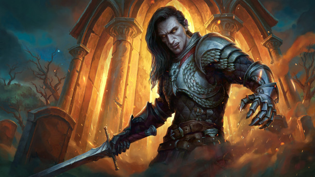 Обои картинки фото фэнтези, вампиры, вампир, воин, с, мечом