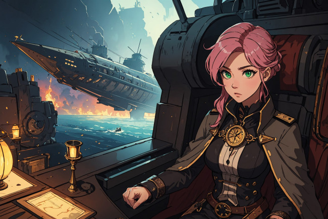 Обои картинки фото аниме, оружие,  техника,  технологии, нейросети, графика, нейроарт, ai, art, нейронные, сети, рисунки, нейро, искусство, девушка