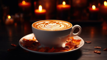 Картинка 3д+графика еда- food огоньки свечи чашка кофе