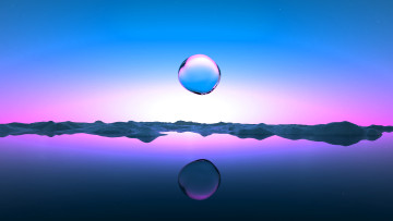 Картинка 3д+графика природа+ nature небо пузырь горы озеро отражение
