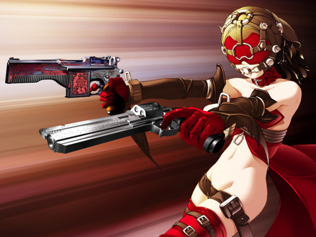 Обои картинки фото аниме, weapon, blood, technology