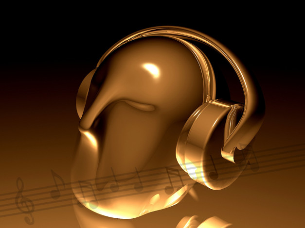 Обои картинки фото 3д, графика, другое, наушники, ноты