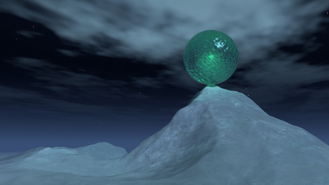 Обои картинки фото 3д, графика, другое, пейзаж, гора, шар