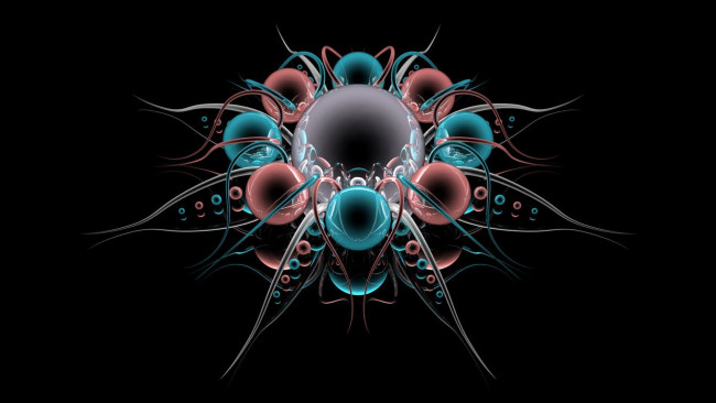Обои картинки фото 3д, графика, fractal, фракталы, абстракция, шары, цвета, черный, фон