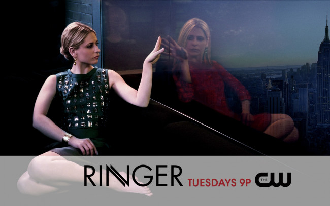 Обои картинки фото ringer, кино, фильмы, sarah, michelle, gellar, отражение