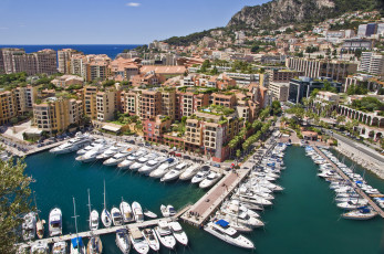 Картинка fontvieille +monaco города фонвьей+ монако здания яхты катера причалы порт фонвьей monaco набережная панорама бухта гавань