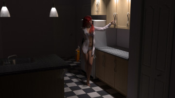 Картинка 3д+графика люди+ people девушка взгляд рыжая