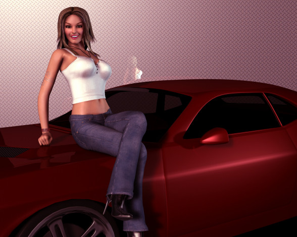 Обои картинки фото 3д графика, люди , people, девушка, взгляд, улыбка