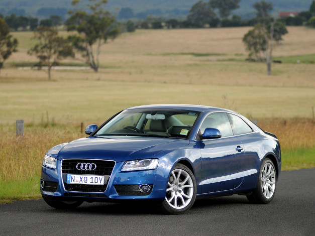 Обои картинки фото автомобили, audi, 3-2, синий, au-spec, coupе, a5