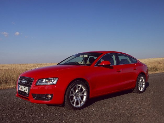 Обои картинки фото автомобили, audi, a5, 2-0t, sportback, красный, au-spec, quattro