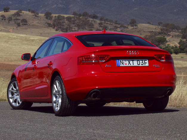 Обои картинки фото автомобили, audi, quattro, 2-0t, a5, красный, sportback, au-spec