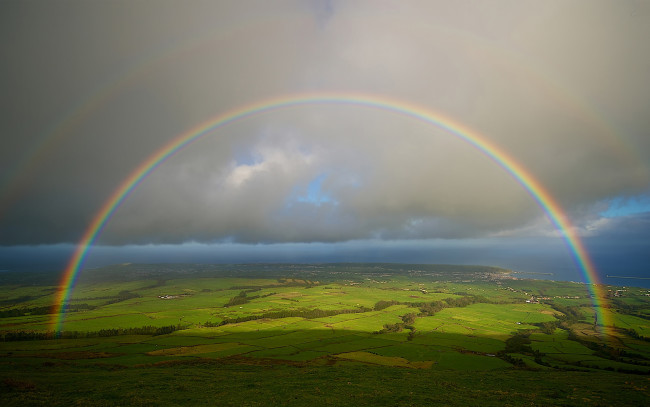 Обои картинки фото природа, радуга, поля, небо