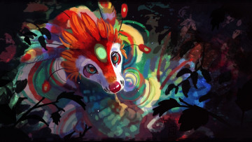 Картинка фэнтези существа пейзаж озеро птицы облака