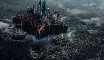 Картинка фэнтези иные+миры +иные+времена руины разрушение арт москва небоскребы мегаполис фантастика звезда город