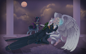 Картинка фэнтези существа животные ангелы мифические луна