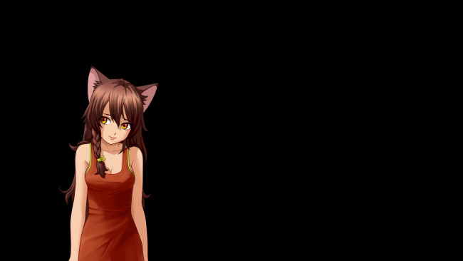 Обои картинки фото разное, арты, девочка, коса, уши, робость