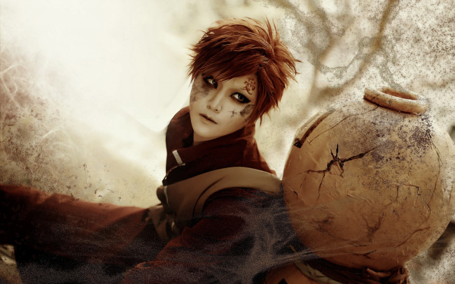 Обои картинки фото разное, арты, naruto, clamp90357, cosplay, gaara, песок