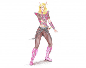 Картинка рисованное комиксы эльф взгляд меч фон девушка