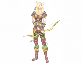 Картинка рисованное комиксы униформа фон девушка лук эльф взгляд