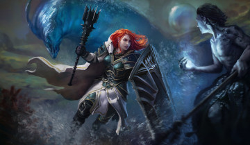 Картинка фэнтези красавицы+и+чудовища схватка доспехи рыцарь девушка монстр