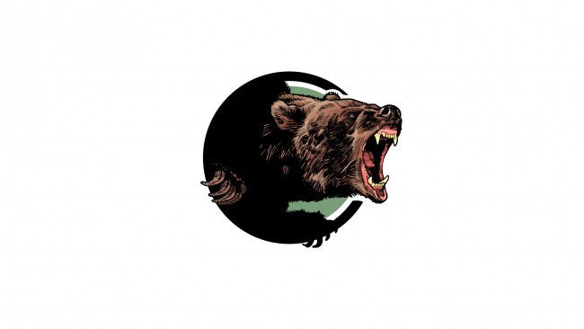 Обои картинки фото рисованное, минимализм, медведь, морда, пасть, рык, клыки