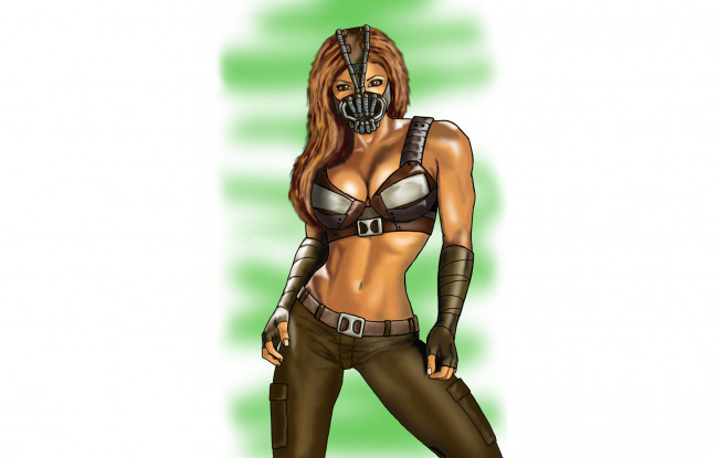 Обои картинки фото рисованное, комиксы, девушка, маска, униформа, взгляд, фон